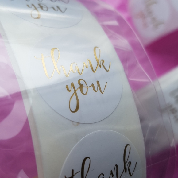 100 pcs White Gold Foil Thank You Stickers 1" - Picture 7 of 8